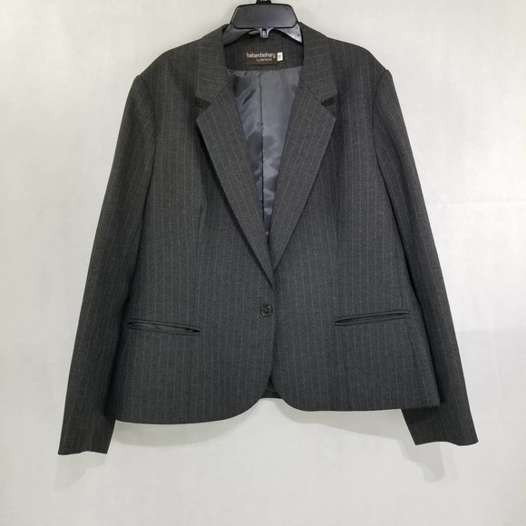Haberdashery Jackets & Blazers - Haberdashery Pin Stripe Blazer Gray Size 16 Women's Lined